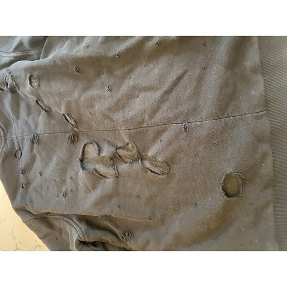 Givenchy Paris Men's Black Crewneck Small Distressed Holes - Picture 10 of 13